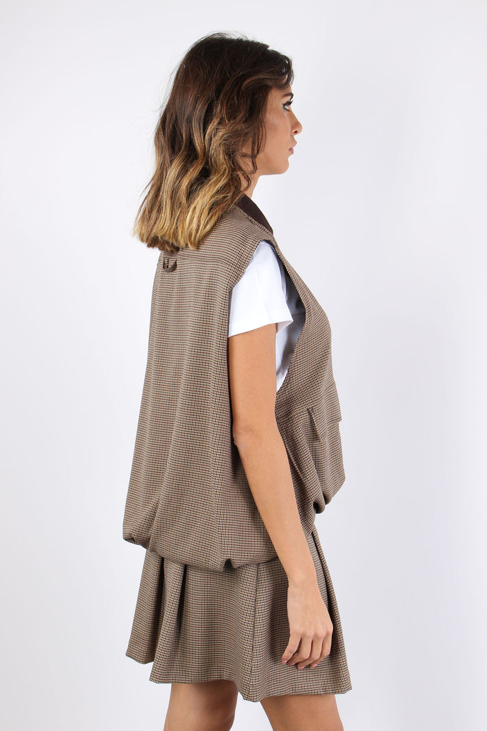 Gilet Foderato Arriccio Fondo Micro Check-6