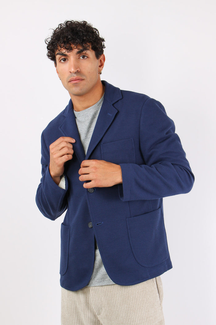 Giacca Basica Tasche Blu-2