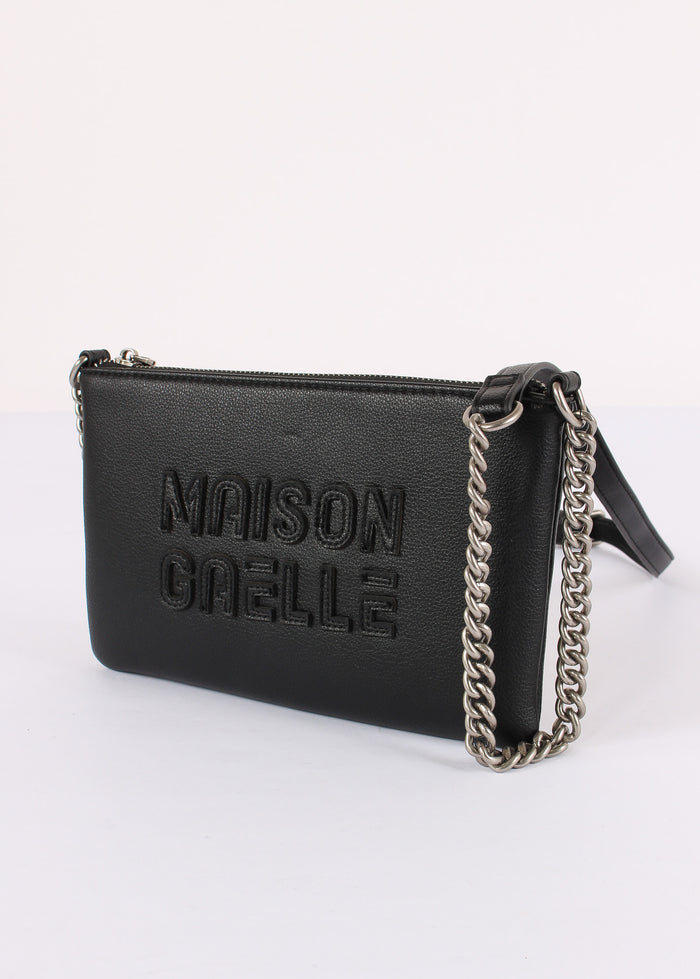 Pochette Tracolla Maxi Logo Rilievo Nero-6
