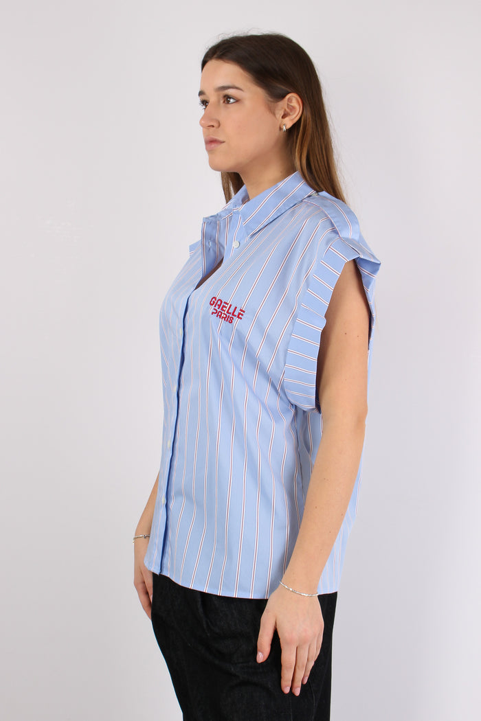 Camicia Riga Manica Aletta Azzurro-7