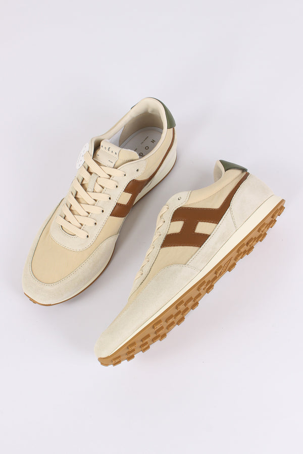Sneaker Tessuto Tecnico Camoscio Naturale/cuoio-2