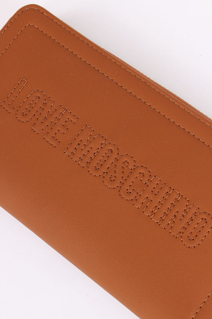Zip Around Grande Lettering Cuoio-4