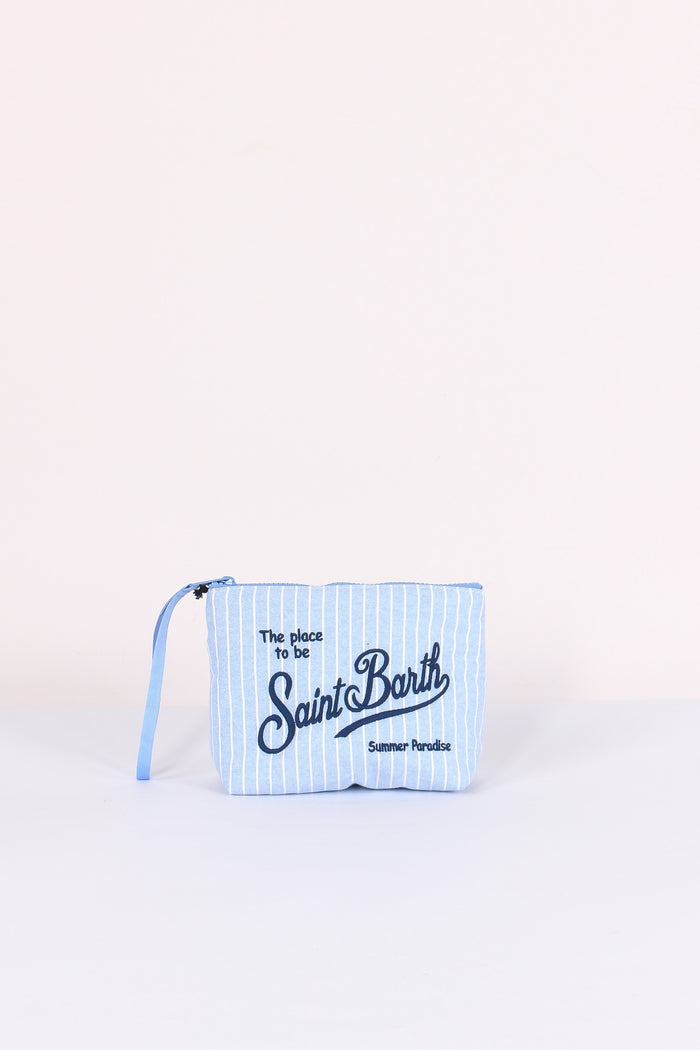 Aline Pochette Canvas Righe Blu/bianco