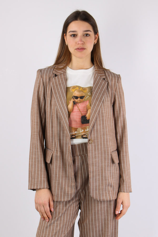 Giacca Monopetto Gessata Caffe-2