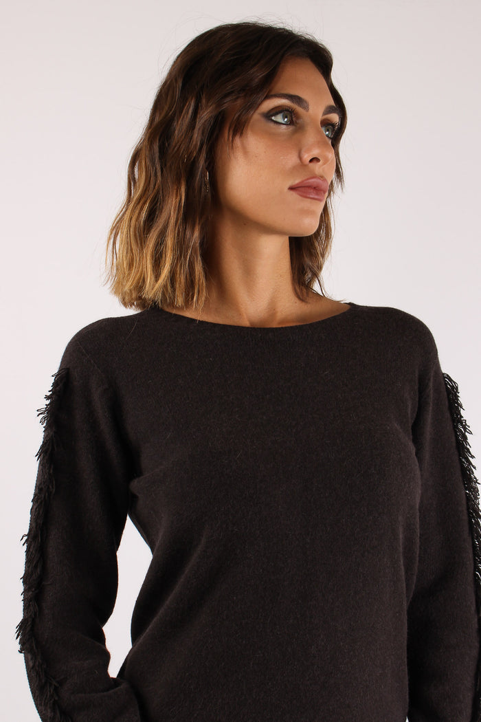 Maglia Girocollo Frangia Manic Moro-8