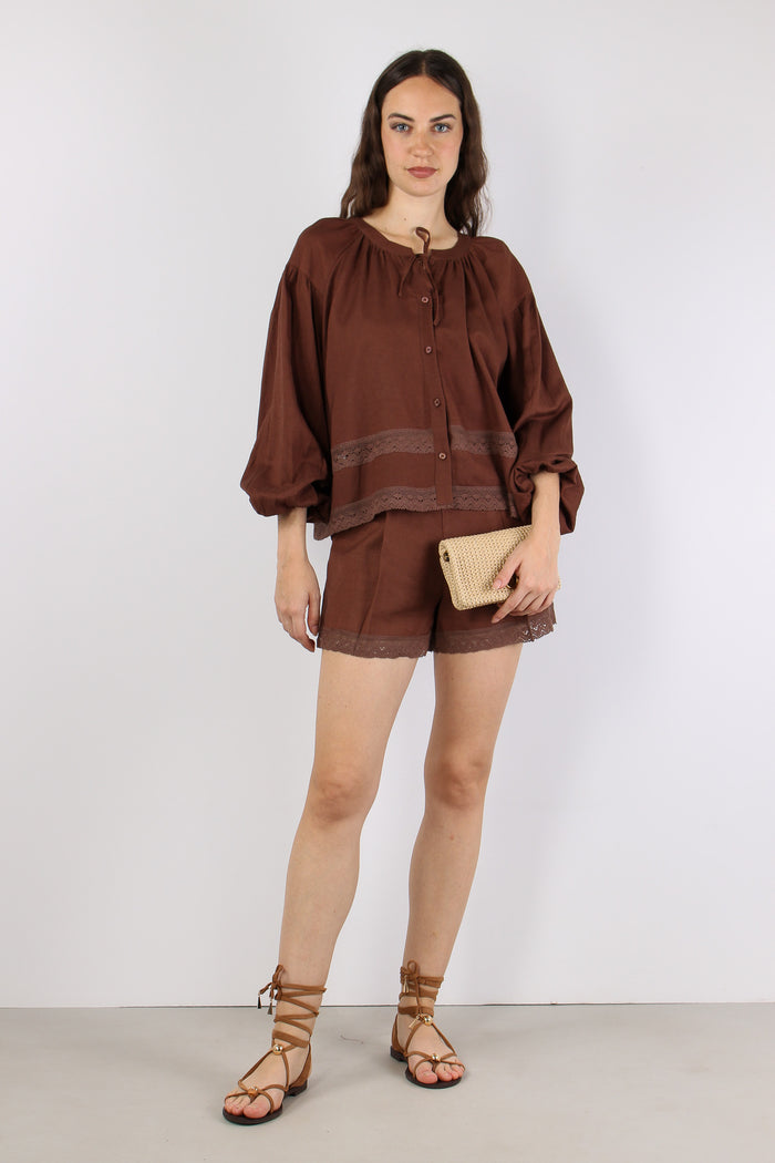 Camicia Kaftano Viscosa Lino Caffe-2