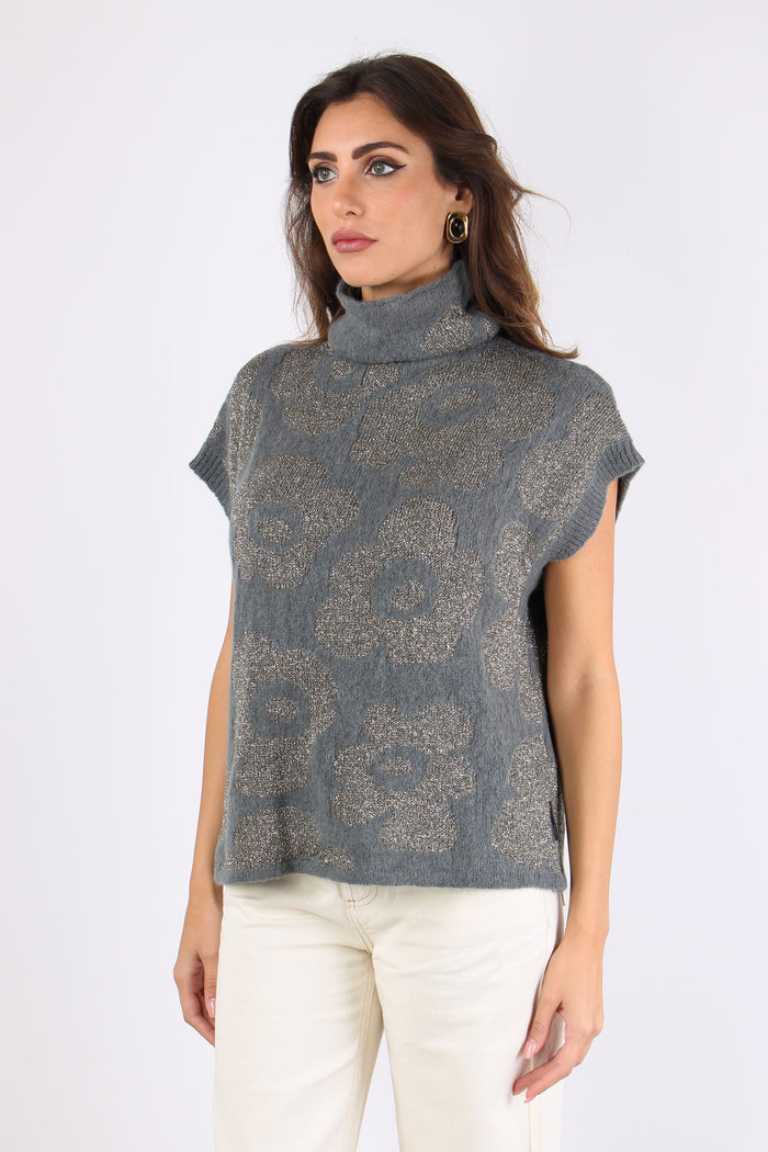 Maglia Senza Maniche Lurex Fio Grigio-2