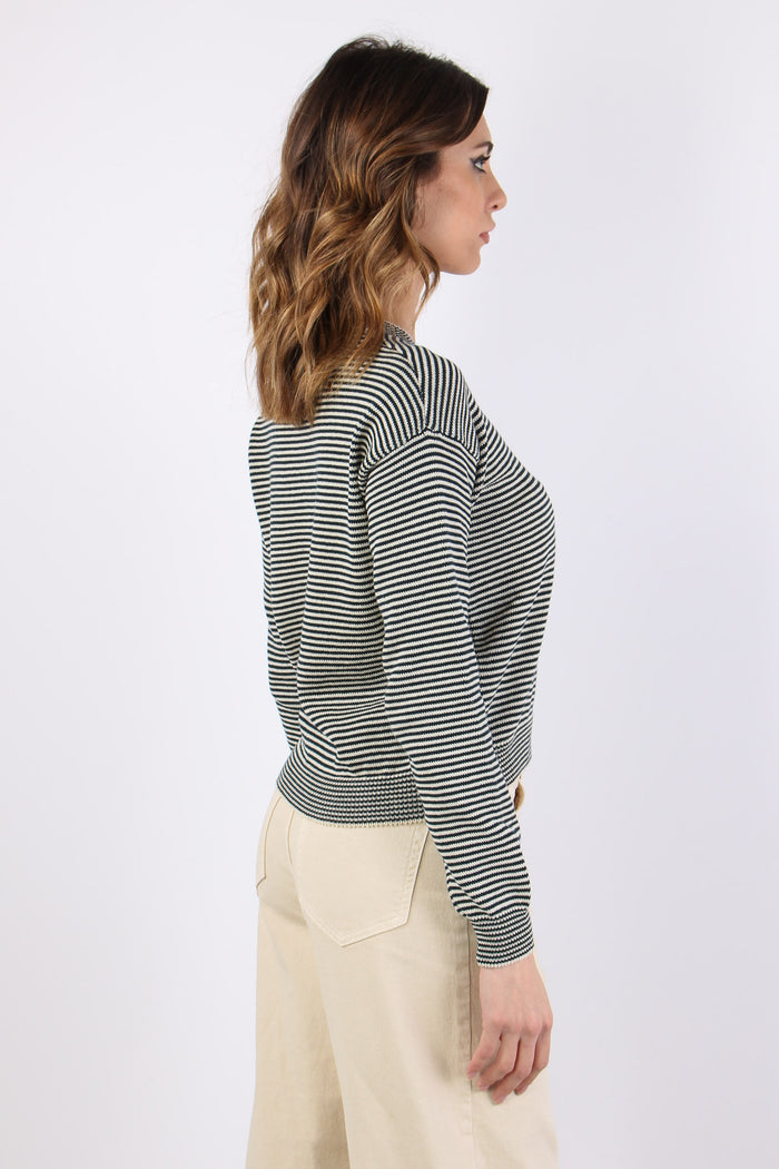 Wkdgiovane Maglia Riga Ecru/blu-7