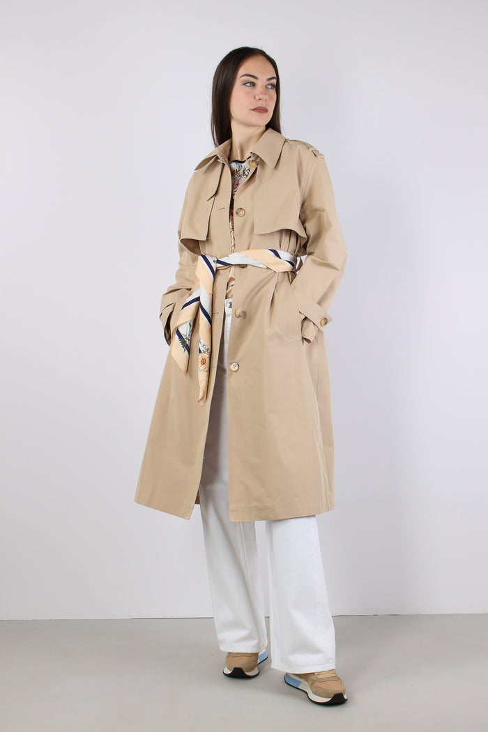 Trench Cintura Foulard Cream Beige-7