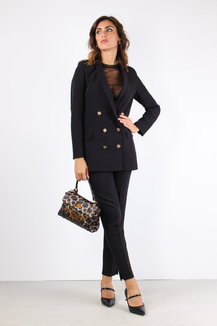 Pantalone Sigaretta Tessuto Fl Nero-5