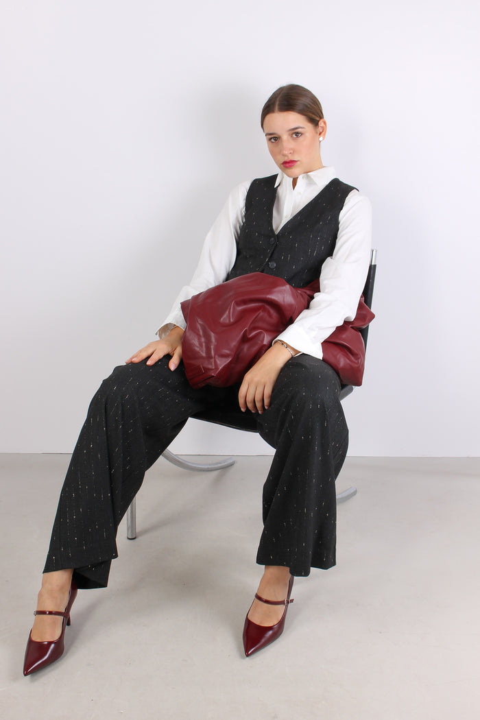 Gilet 4 Bottoni Filo Lurex Nero-6