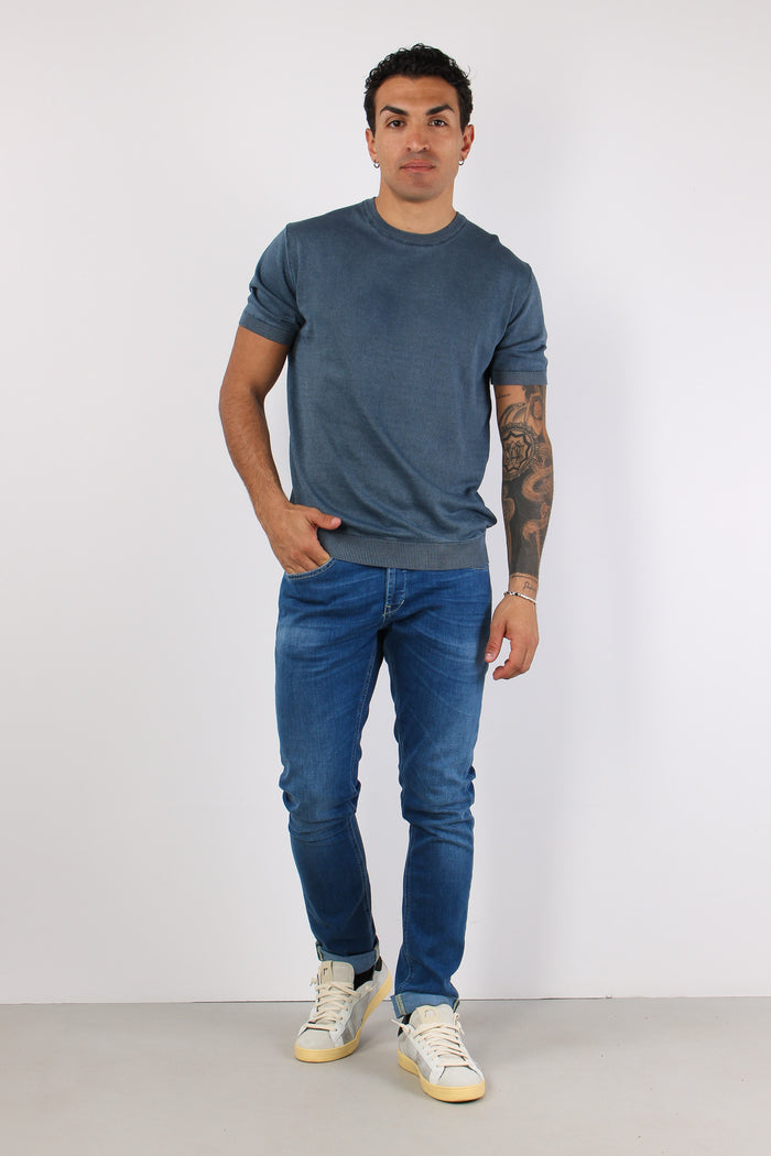 T-shirt Girocollo Basica Night Blue-2