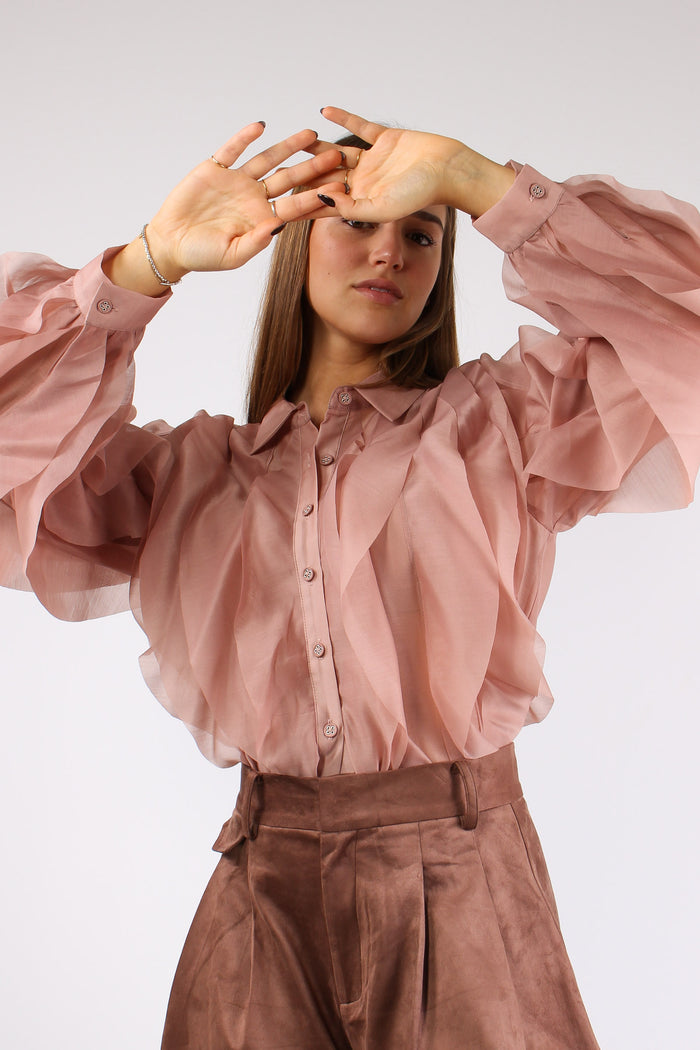 Camicia Collo Petali Cipria-7