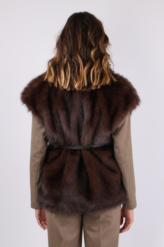 Gilet Ecopelliccia Cintura Moro-4