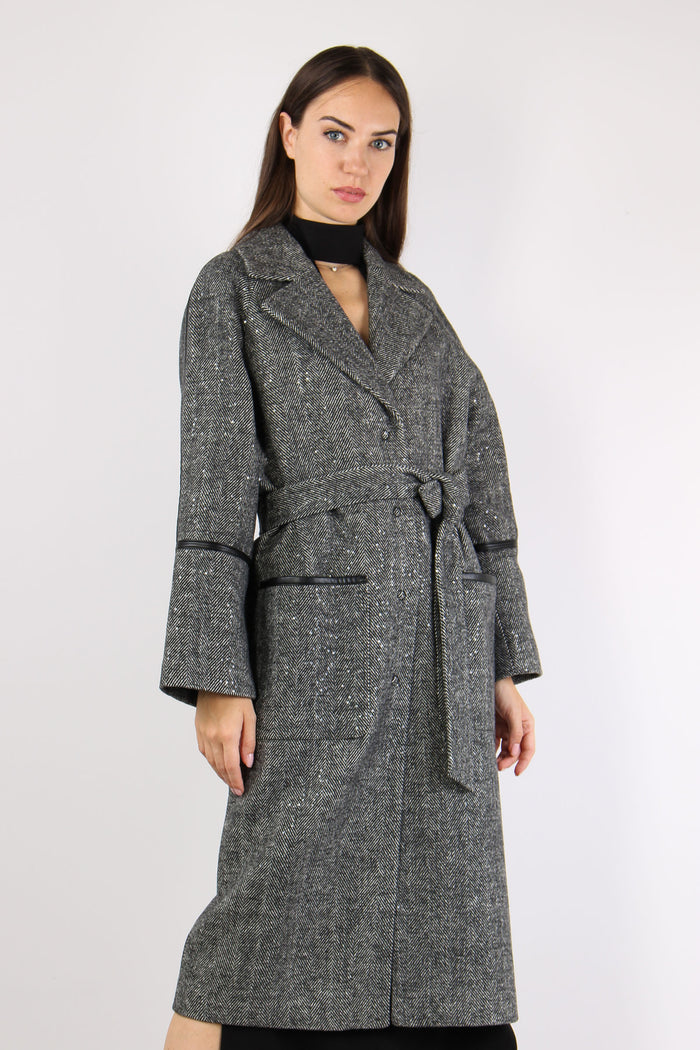 Cappotto Cintura Resca Grey Spinato-9