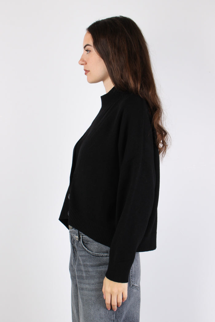 Cardigan Corto Viscosa Nero-8