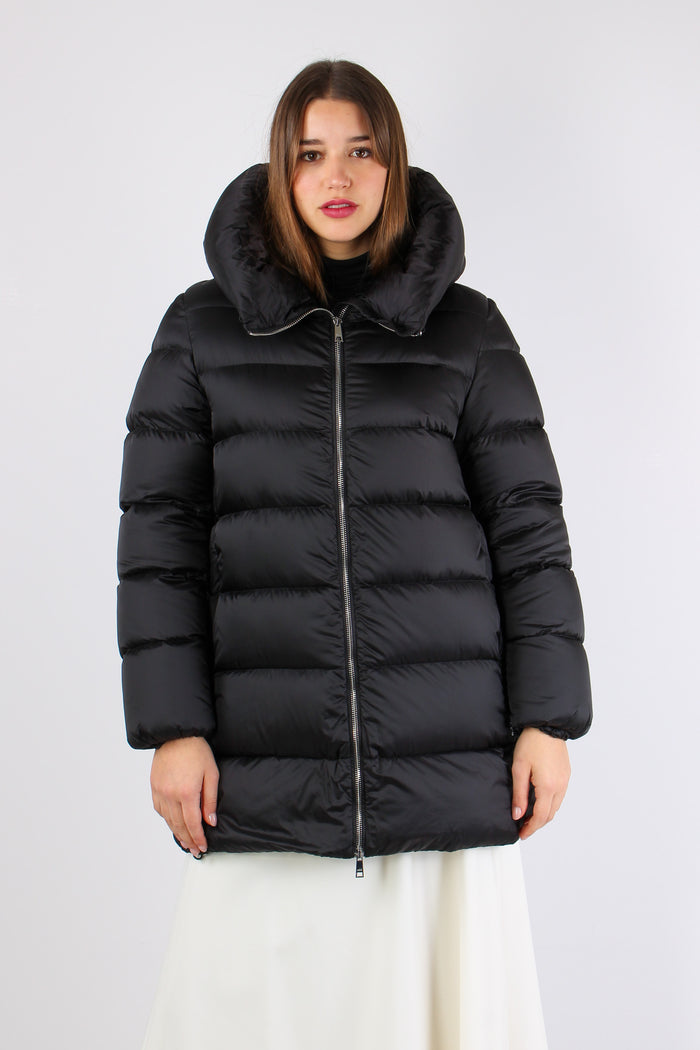 Piumino Lungo Cappuccio Black-3