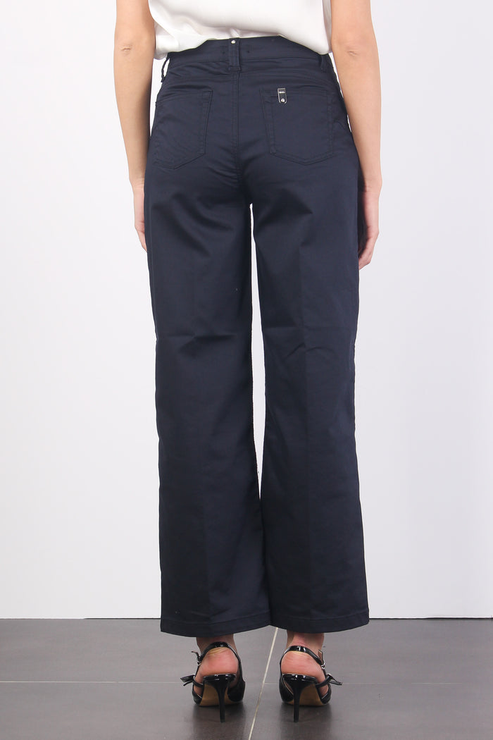Pantalone Cropped Fibbia Tasca Blu Navy-4
