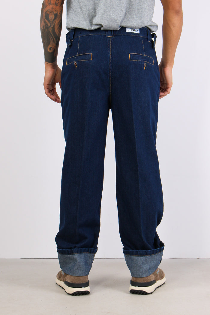 Denim Over Risvolto Blu-5