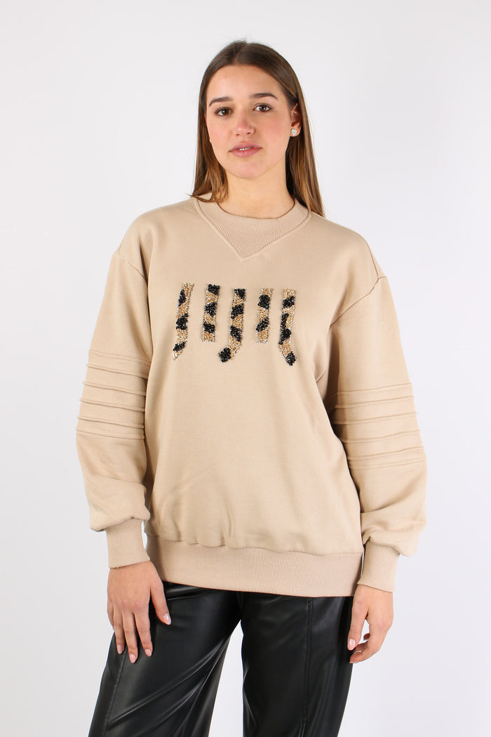 Felpa Logo Strass Vanilla-2