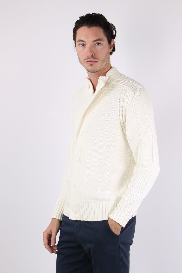 Cardigan Bottoni Cotone Optic White-3