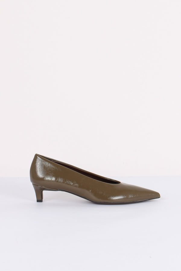 Decollete Vernice Tacco 3 Taupe