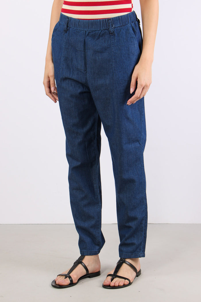 Pantalone Chambray Elastico Di Denim-3