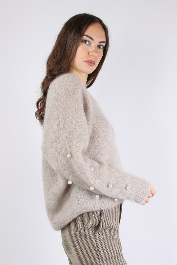 Maglia Manica Perle Nude-7