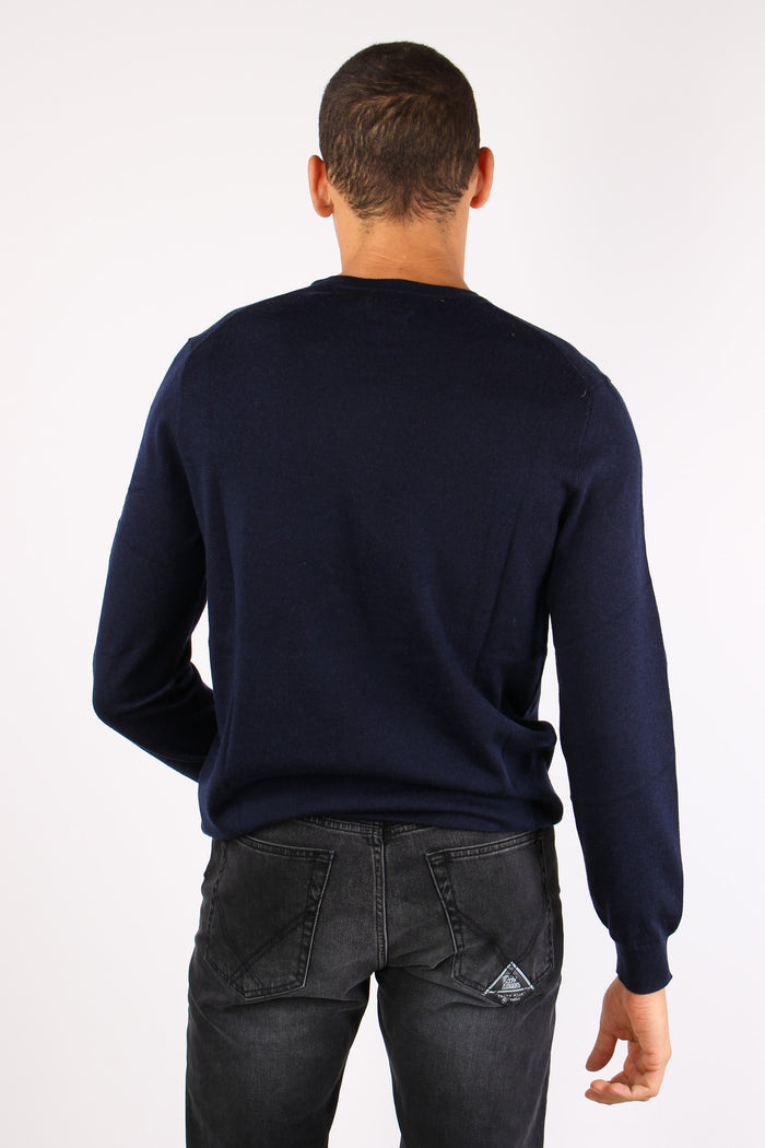 Maglia Girocollo Lana Merinos Hunter Navy-4