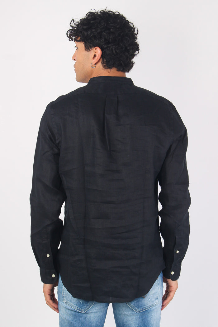Camicia Lino Slim Fit Black-3