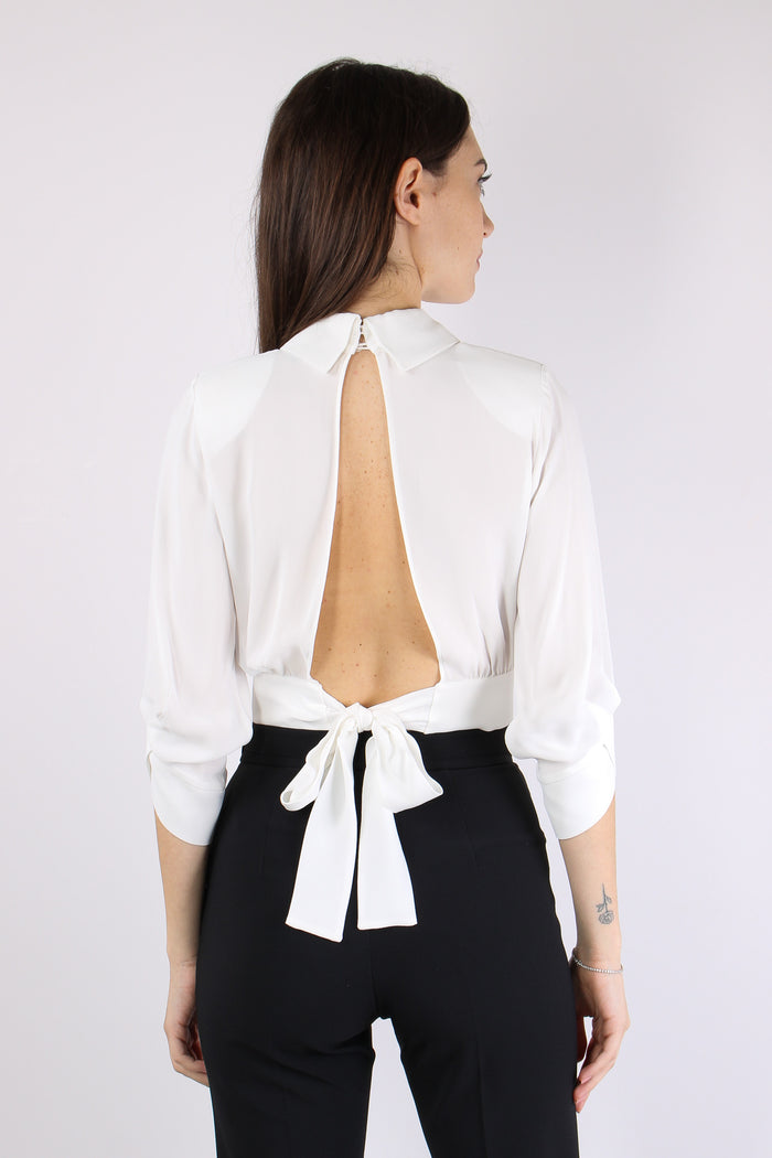 Camicia Corta Logo Avorio-4