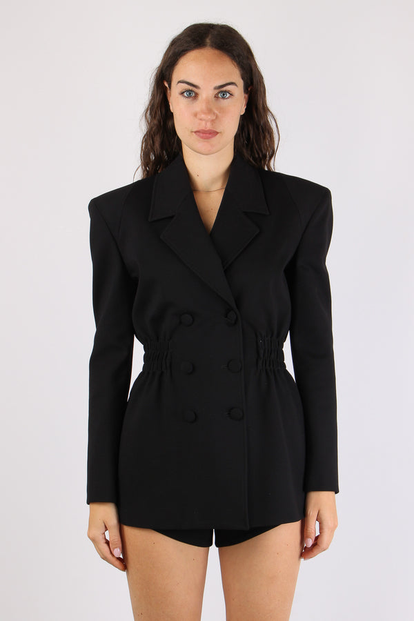 Giacca Over Riprese Fianchi Black-2