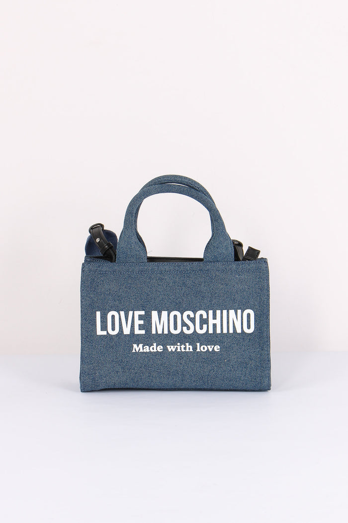 Shopping Mini Canvas Lettering Denim