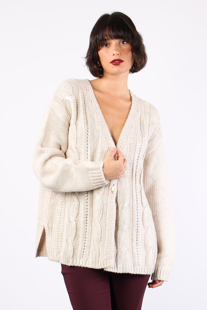 Yvonne Cardigan Spalmato Birch Beige-5