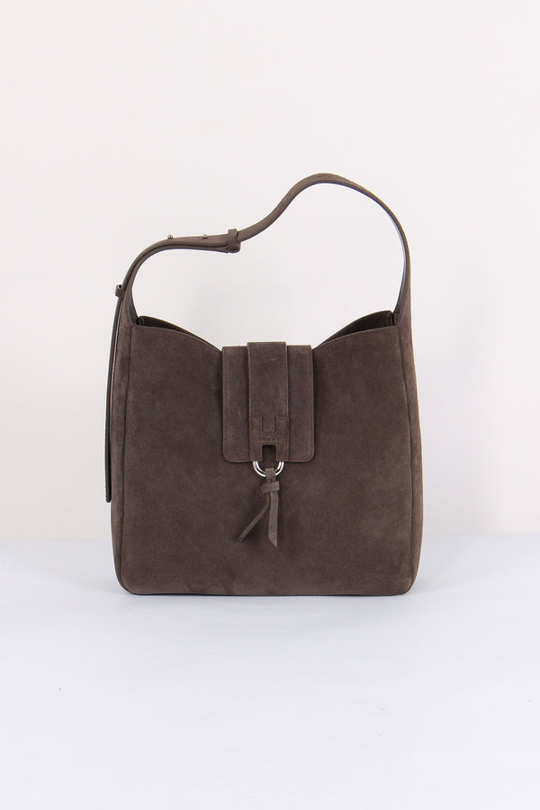 Hobo Verticale Patta Suede Palissandro