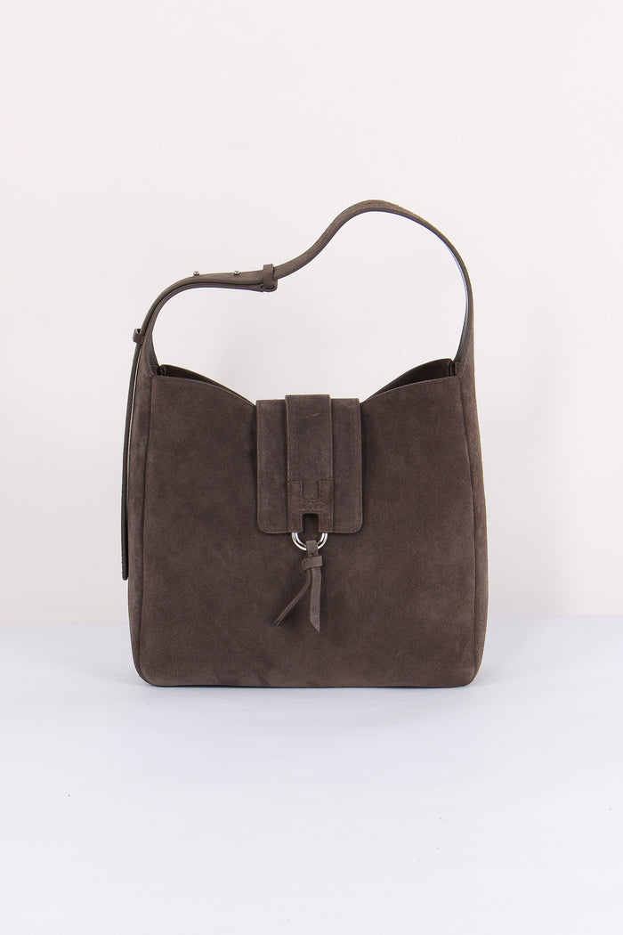 Hobo Verticale Patta Suede Palissandro