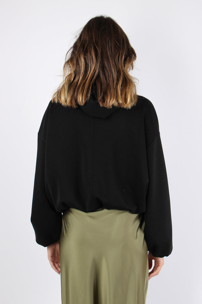 Felpa Modal Fodera Cappuccio Nero-4