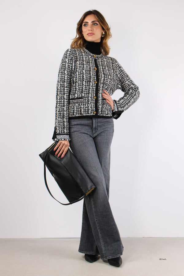 Giacca Chanel Tricot Nero/panna