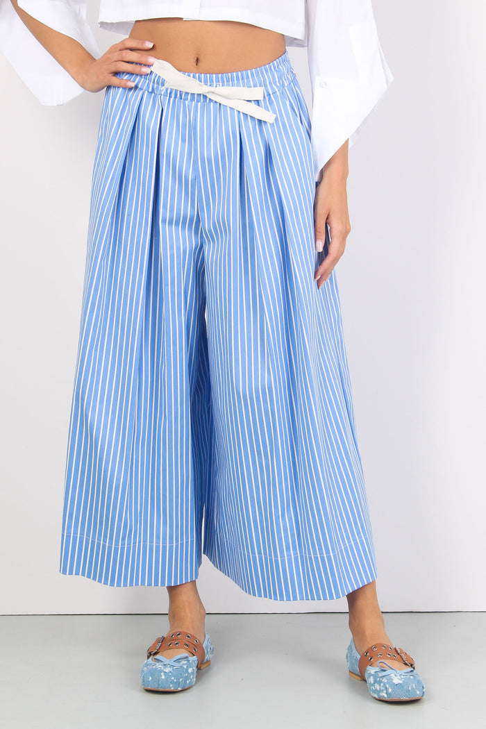 Pantalone Cropped Riga Azzurro/bianco-2