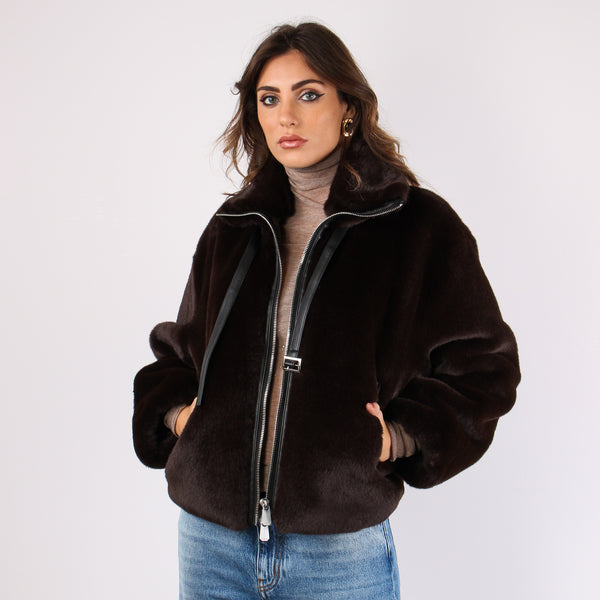 Estebana Bomber Ecopeliccia Marrone-2