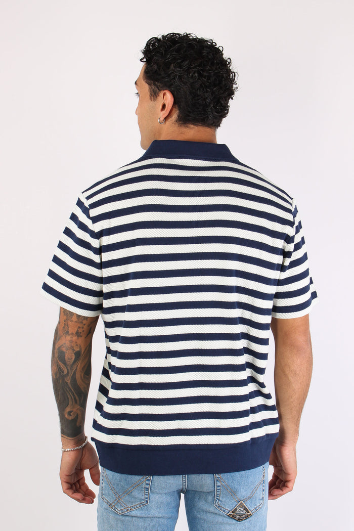 Polo In Maglia Riga Navy/cream-4