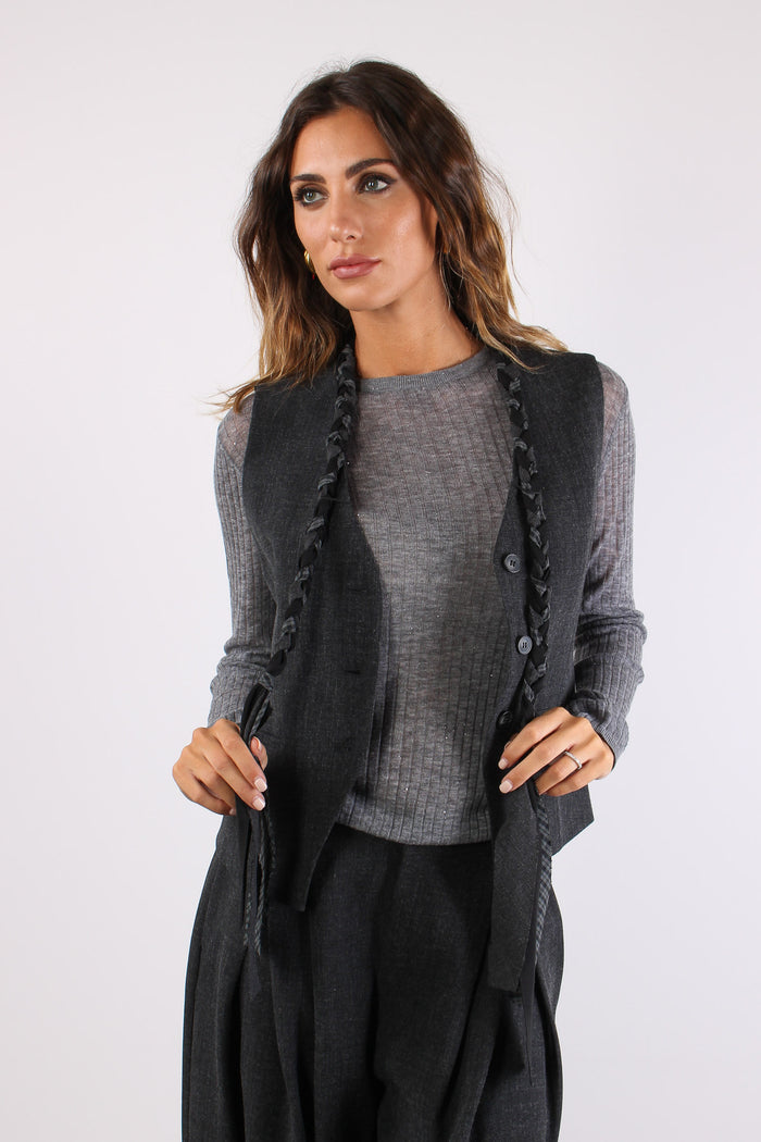 Gilet Passamanneria Intreccio Grigio-4