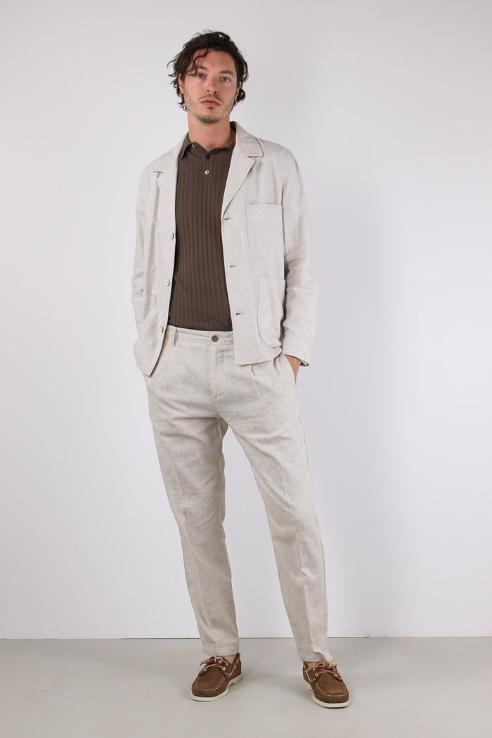 Orzo Giacca Camicia Misto Lino Sabbia-3