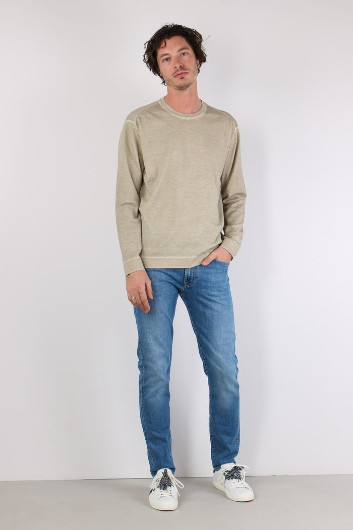 Maglia Doppia Tintura Effetto Lino Cement-6