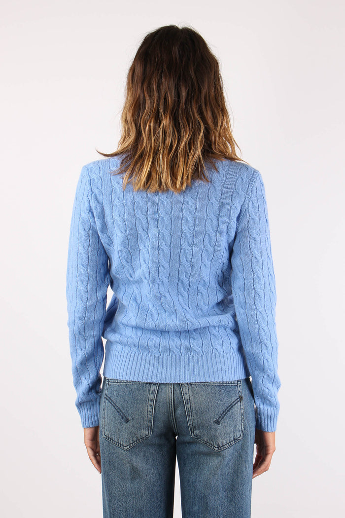 Maglia Girocollo Trecce Misto Lana Litchfiel Blue-5