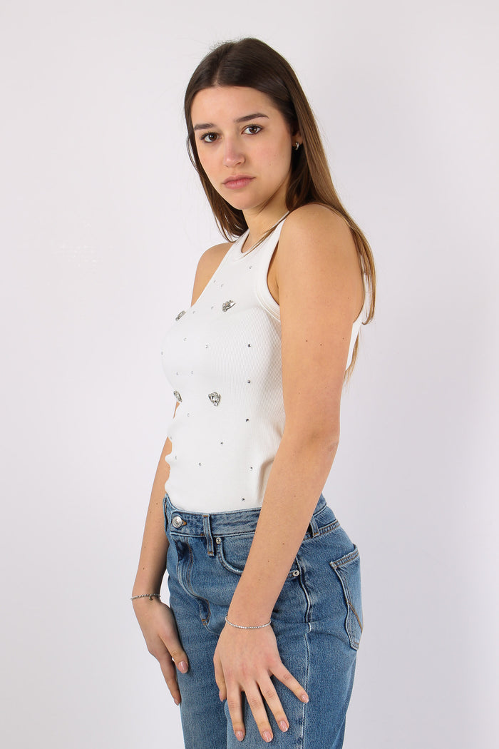 Canotta Costina Applicazioni Panna-5