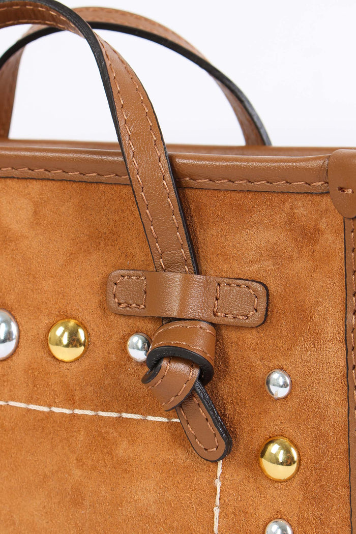 Mini Shopping Inserto Borchie Caramello-6