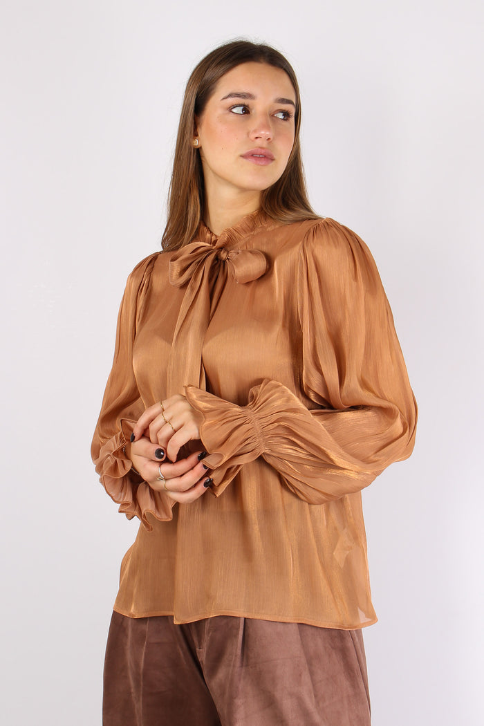 Camicia Fiocco Effetto Sfumato Miele-4