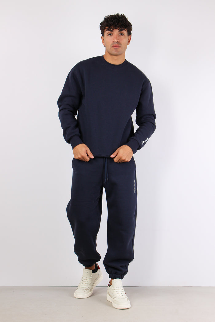 Felpa Girocollo Logo Blu