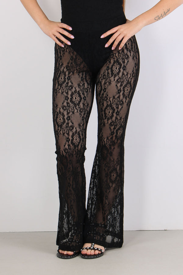 Silvia Pantalone Svasato Pizzo Nero-2